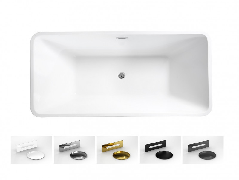 Besco Evita wanna wolnostojąca 160x80 cm akryl biały + syfon złoty WAS-160-EZL