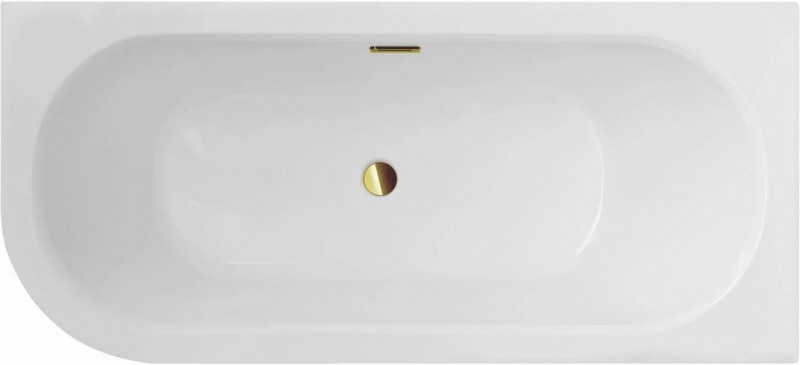 BESCO Avita Slim+ wanna asymetryczna prawa 180x80 z syfonem złotym akryl biały WAV-180-PPZ