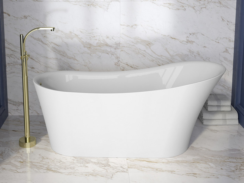 Besco Calima wanna wolnostojąca 170x74 cm akryl biały + syfon złoty WAS-170-CZL