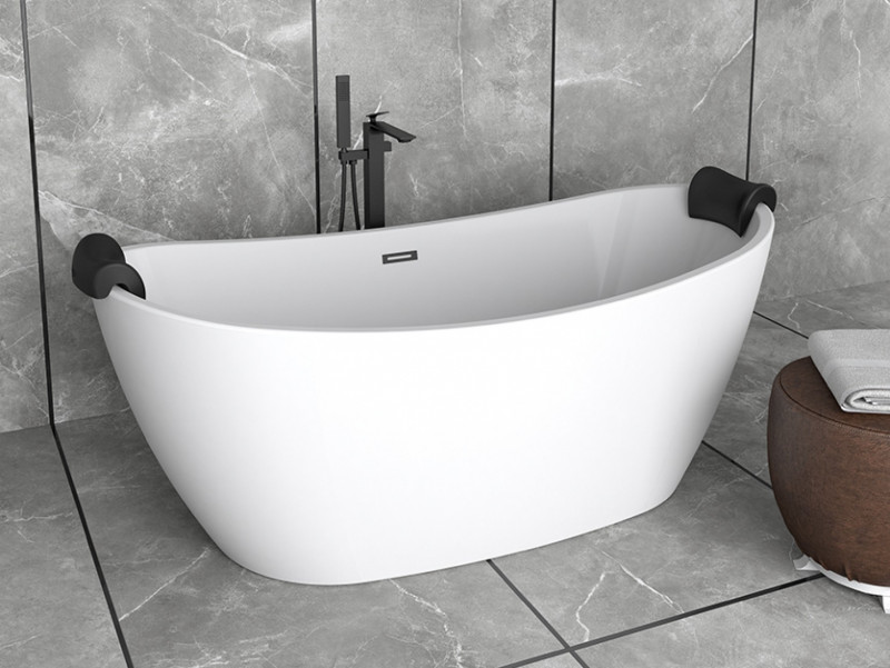 Besco Ayla wanna wolnostojąca 170x80 cm akryl biały + syfon czarny WAS-170-ACZ