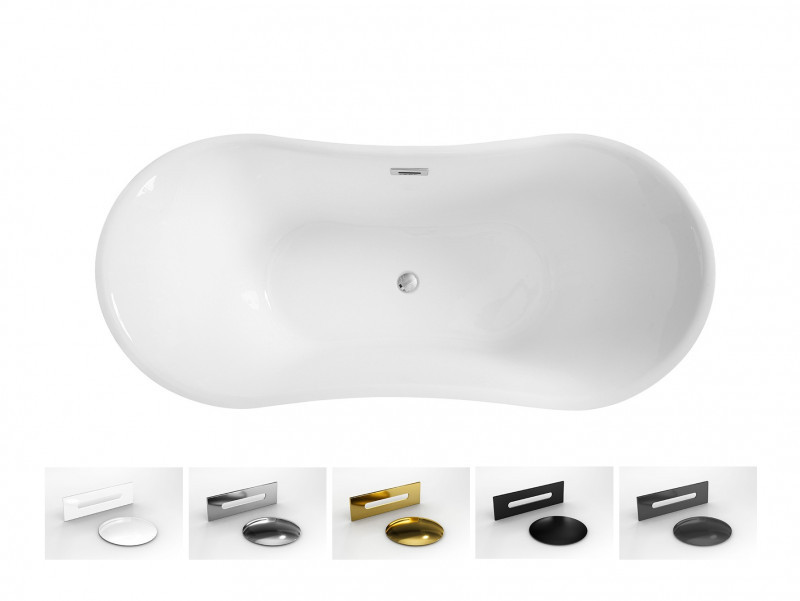 Besco Amber wanna wolnostojąca 170x80 cm akryl biały + syfon grafit WAS-170-ABG