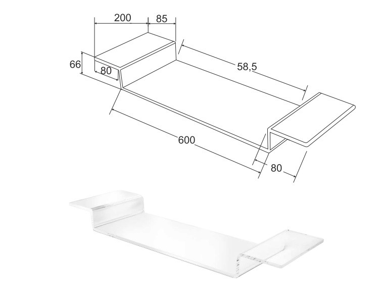 Besco Clear 75 akrylowa półka wannowa PW-CL-75