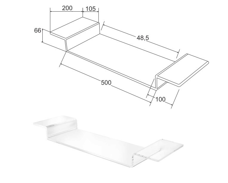Besco Clear 70 akrylowa półka wannowa PW-CL-70