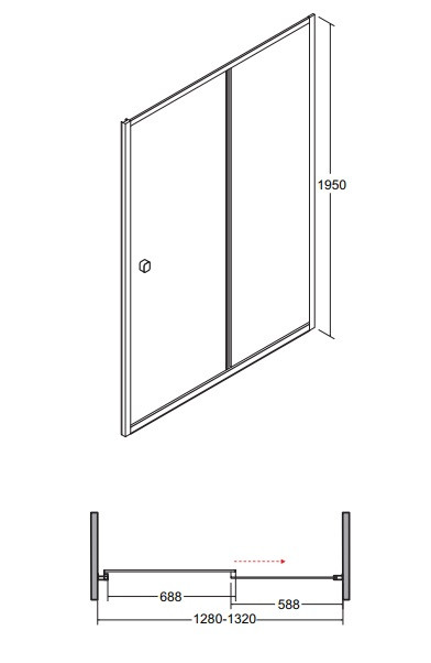 BESCO Duo Slide Black drzwi do wnęki przesuwane 130 cm czarne przejrzyste DDSB-130