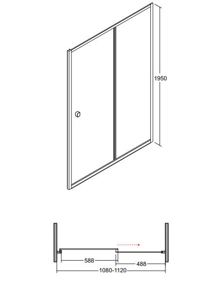 BESCO Duo Slide Black drzwi do wnęki przesuwane 120 cm czarne przejrzyste DDSB-120