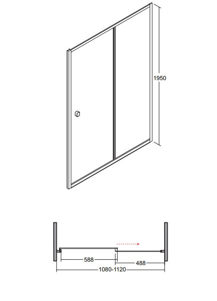 BESCO Duo Slide Black drzwi do wnęki przesuwane 110 cm czarne przejrzyste DDSB-110