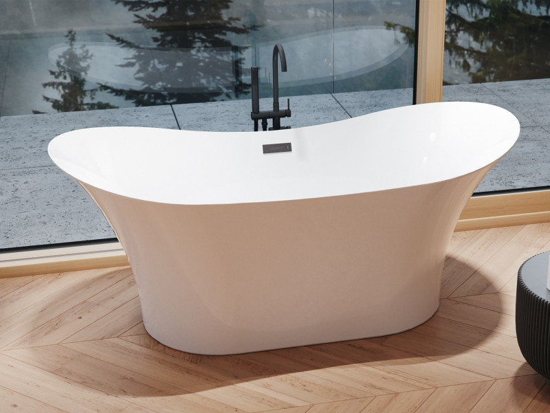 Besco Amber wanna wolnostojąca 170x80 cm akryl biały + syfon grafit WAS-170-ABG