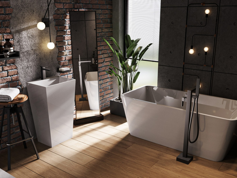 Besco Evita wanna wolnostojąca 160x80 cm akryl biały + syfon złoty WAS-160-EZL