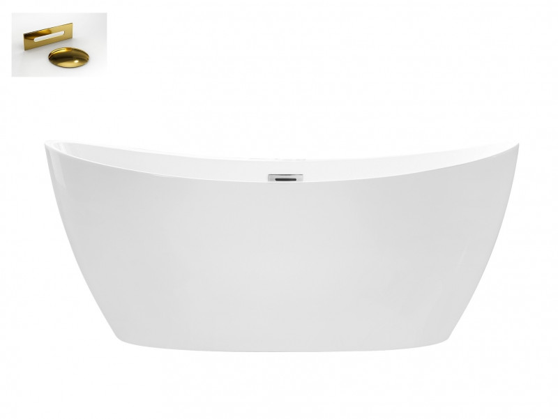 Besco Ayla wanna wolnostojąca 170x80 cm akryl biały + syfon złoty WAS-170-AZL