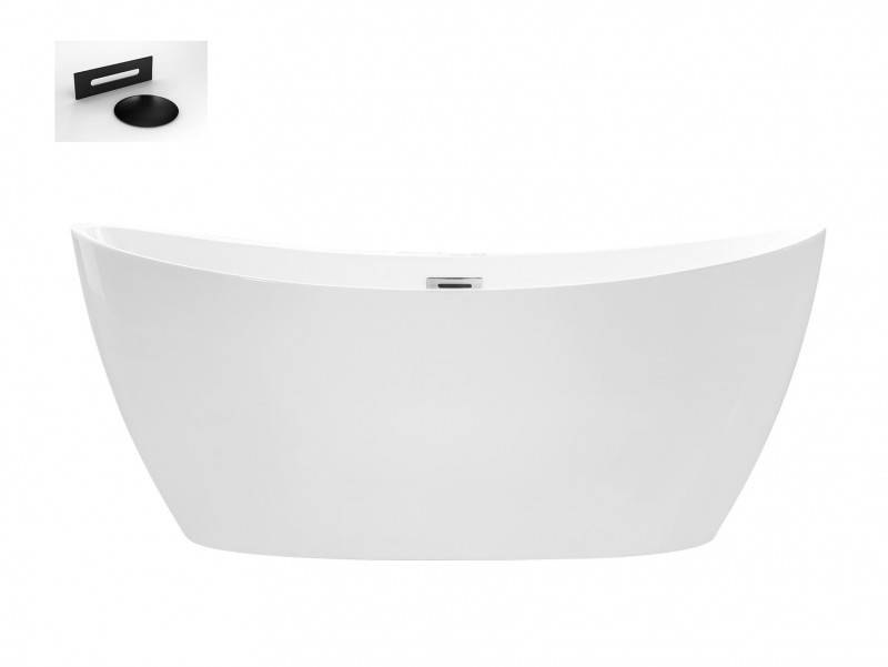 Besco Ayla wanna wolnostojąca 170x80 cm akryl biały + syfon czarny WAS-170-ACZ
