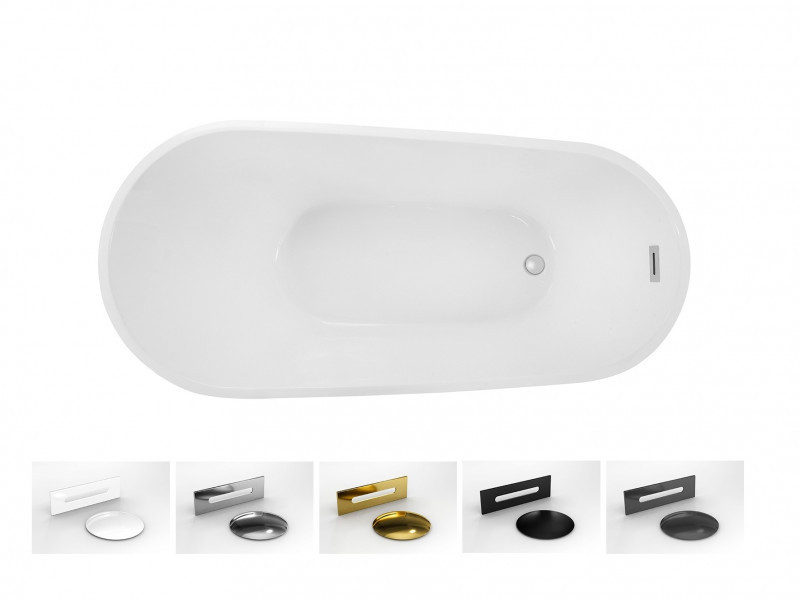 Besco Melody wanna wolnostojąca 150x80 cm akryl biały + syfon grafit WAS-150-MGR