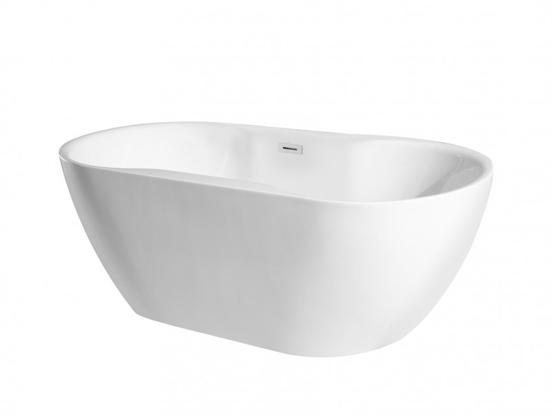 Besco Navia wanna wolnostojąca 150x80 cm akryl biały + syfon czarny WAS-150-NCZ