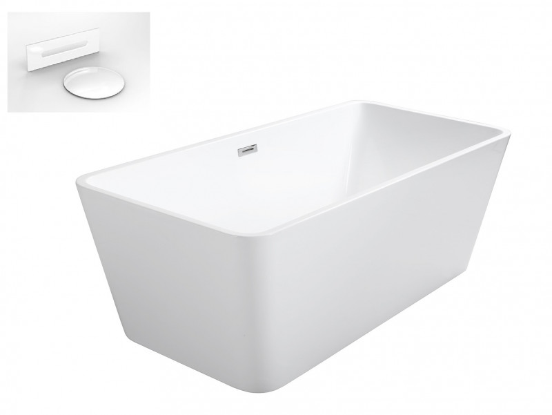 Besco Evita wanna wolnostojąca 160x80 cm akryl biały + syfon biały WAS-160-EBI