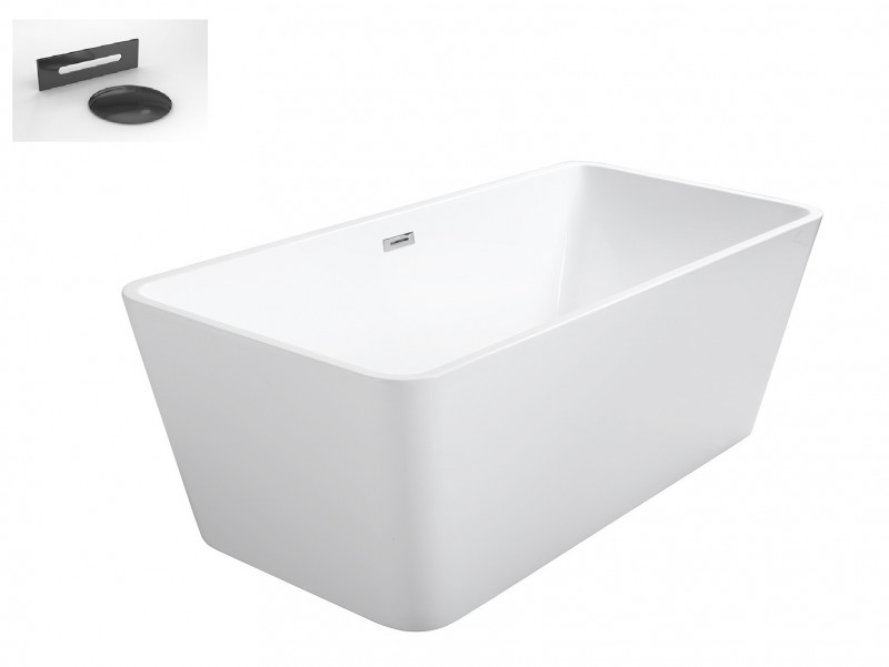 Besco Evita wanna wolnostojąca 160x80 cm akryl biały + syfon grafit WAS-160-EGR