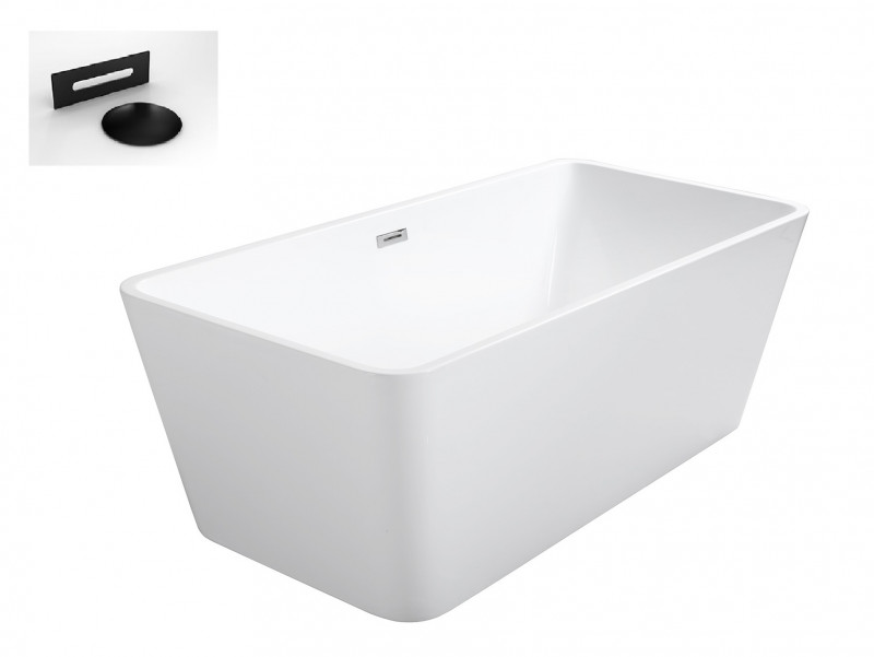 Besco Evita wanna wolnostojąca 160x80 cm akryl biały + syfon czarny WAS-160-ECZ