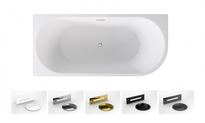 Besco Zoya wanna wolnostojąca przyścienna lewa 170x80 cm akryl biały + syfon grafit WAS-170-ZPG