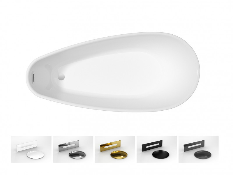 Besco Goya A-Line wanna wolnostojąca 160x73 cm akryl biały + syfon grafit WAS-160-GGR