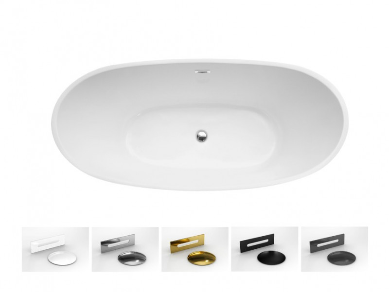 Besco Ayla wanna wolnostojąca 170x80 cm akryl biały + syfon czarny WAS-170-ACZ