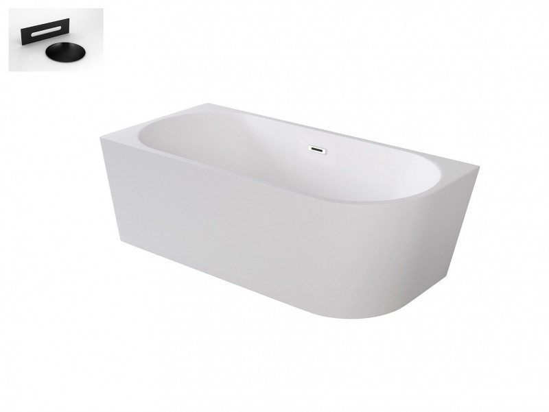 Besco Zoya wanna wolnostojąca przyścienna lewa 170x80 cm akryl biały + syfon czarny WAS-170-ZLC