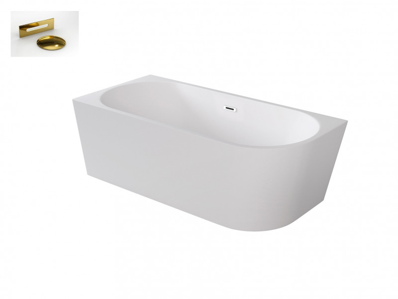 Besco Zoya wanna wolnostojąca przyścienna lewa 170x80 cm akryl biały + syfon złoty WAS-170-ZLZ