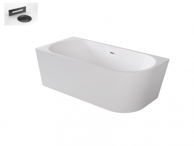 Besco Zoya wanna wolnostojąca przyścienna lewa 150x75 cm akryl biały + syfon grafit WAS-150-ZPG