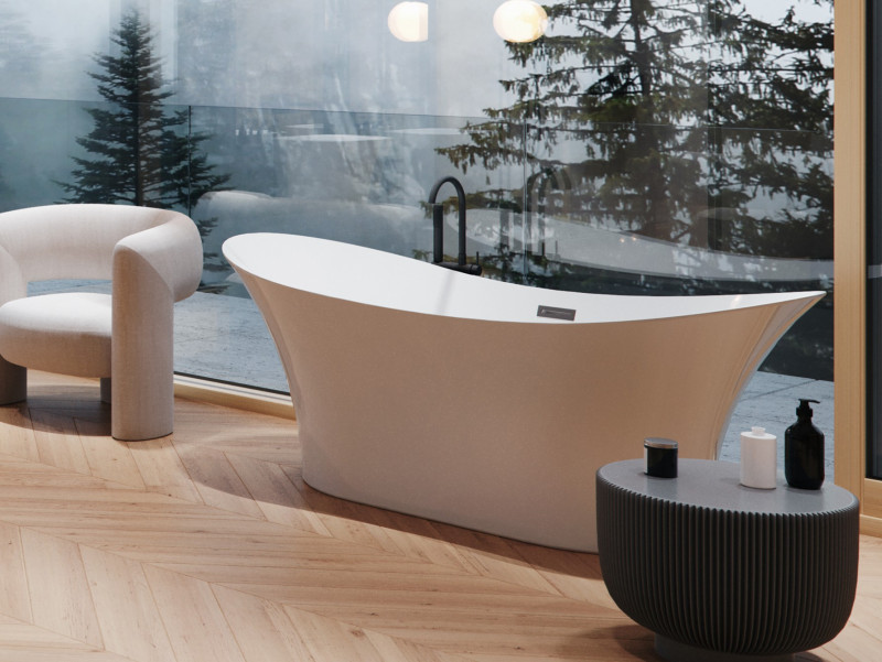 Besco Amber wanna wolnostojąca 170x80 cm akryl biały + syfon czarny WAS-170-ABC