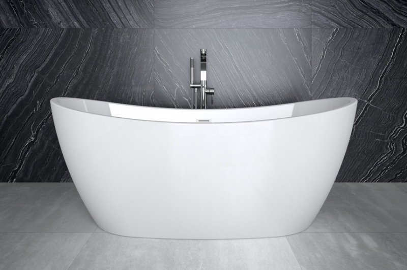 Besco Ayla wanna wolnostojąca 170x80 cm akryl biały + syfon czarny WAS-170-ACZ