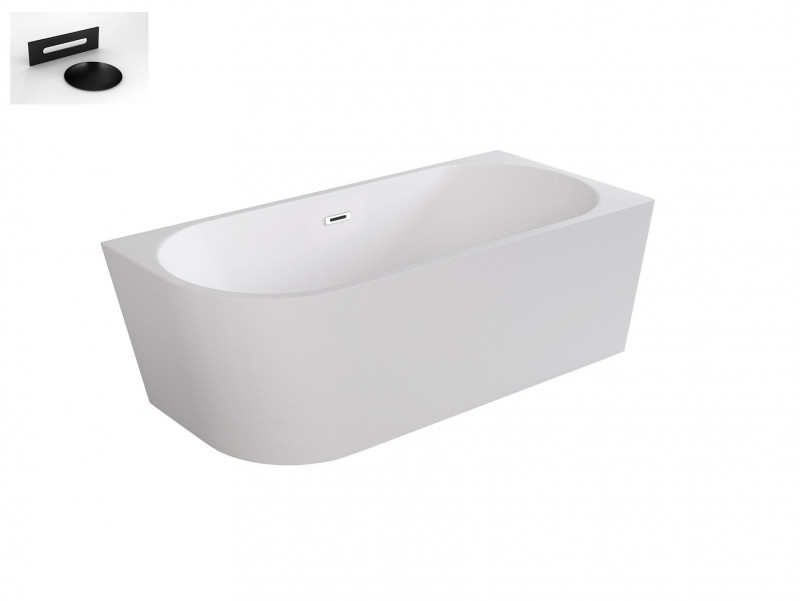 Besco Zoya wanna wolnostojąca przyścienna prawa 170x80 cm akryl biały + syfon czarny WAS-170-ZPC