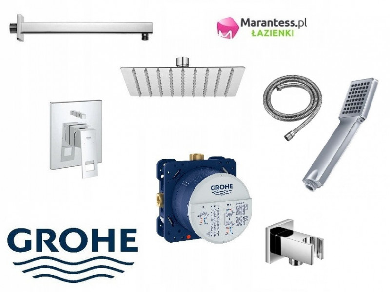 Grohe EuroCube Smartbox zestaw podtynkowy z deszczownicą Hydroland 25x25 cm i słuchawką kompletny 24062000NAT05
