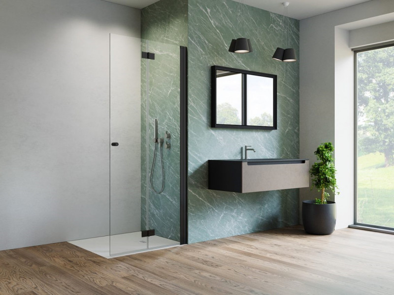 Radaway Nes Black Walk-In KDD B ścianka składana 100 cm prawa czarny przeźroczyste Easy Clean 10024100-54-01R