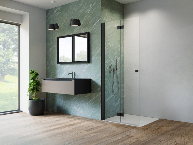 Radaway Nes 8 Black Walk-In KDD B ścianka składana 100 cm lewa czarny przeźroczyste Easy Clean 10074100-54-01L