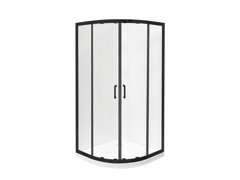 BESCO Modern Black kabina półokrągła 90x90 drzwi przesuwane czarny przeźroczyste ProClean MPB-90-190-C