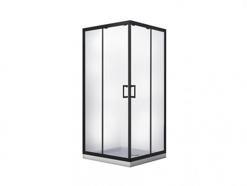BESCO Modern Black kabina kwadratowa 90x90 drzwi przesuwane czarny przeźroczyste ProClean MKB-90-190-C