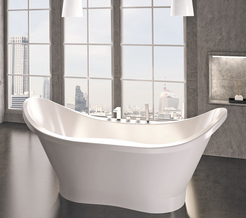 Sanitti Uno XL wanna wolnostojąca 182x77 cm lany marmur biały połysk 11011100