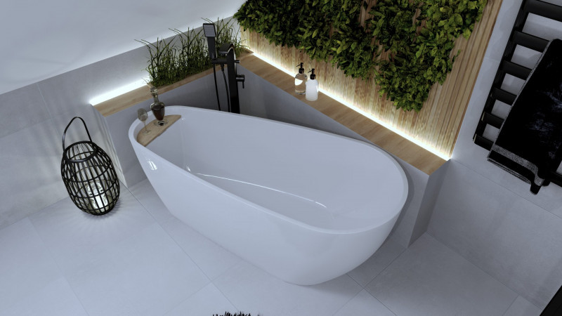 Sanitti Milla wanna wolnostojąca 165x71 lany marmur biały połysk 11070000