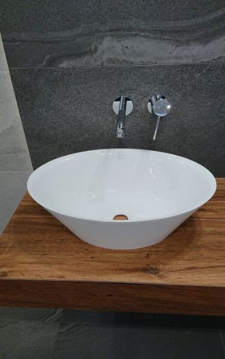 Sanitti Sei umywalka stawiana na blat 50x35 lany marmur biały połysk SEI-50-BP