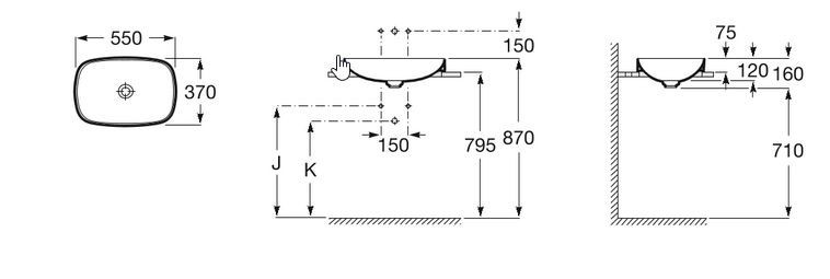 Roca Inspira Soft umywalka blatowa 55cm 55x37 Supraglaze A327504S00