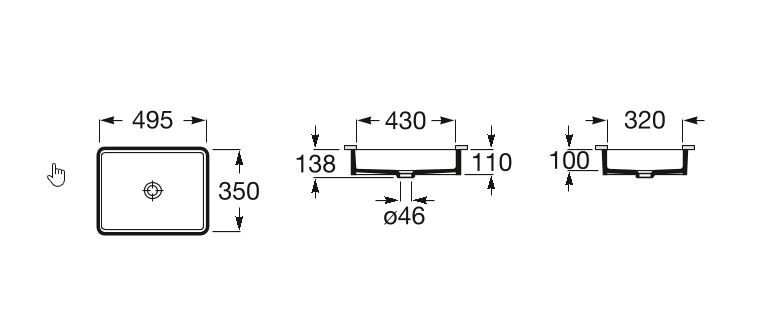 Roca Inspira Square umywalka podblatowa 43cm 43x32 Supraglaze A327536S00