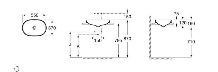 Roca Inspira Round umywalka blatowa 55cm 55x37 Supraglaze A327527S00