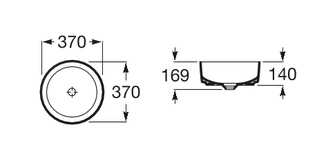 Roca Inspira Round umywalka nablatowa 37cm 37x37 Supraglaze A327523S00