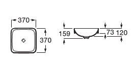 Roca Inspira Square umywalka blatowa 37cm 37x37 Supraglaze A32753RS00