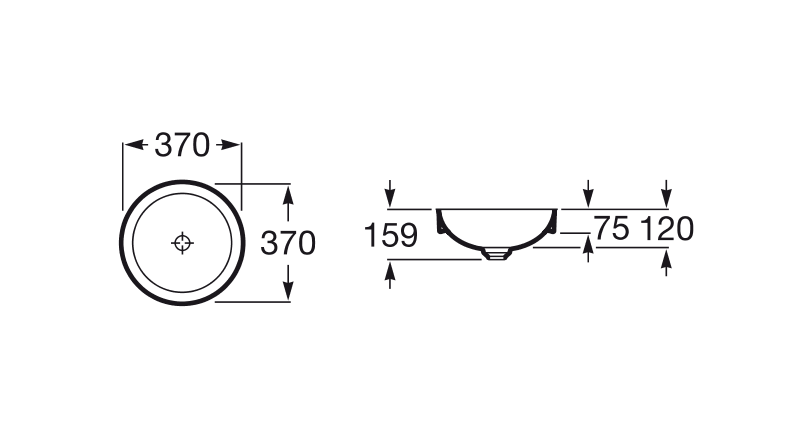 Roca Inspira Round umywalka wpuszczana w blat 37cm 37x37 Supraglaze A32752RS00
