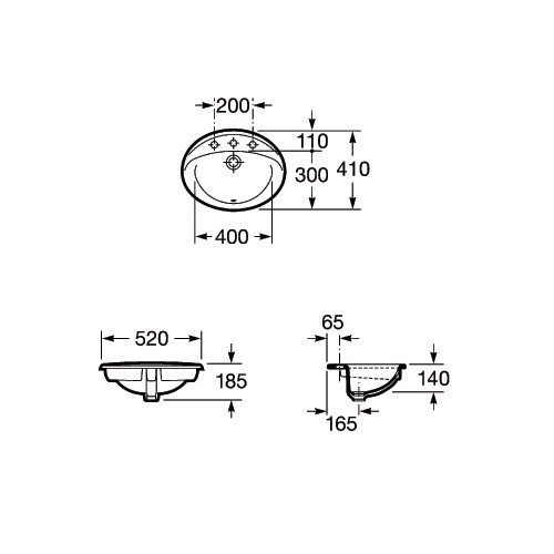 Roca Rodeo umywalka wpuszczana w blat 52cm 52x41 Supraglaze A327866S00