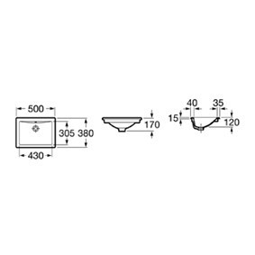 Roca Diverta umywalka wpuszczana w blat / podblatowa 50cm 50x38 Supraglaze A327114S00