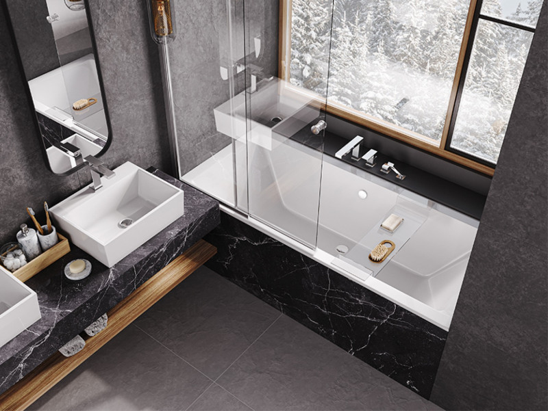 BESCO Easy Slide parawan nawannowy przesuwny 100 cm L/P chrom przejrzyste PES-2S