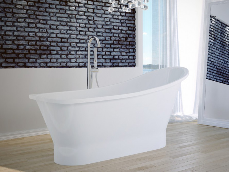 BESCO Gloria XS wanna wolnostojąca 150X66 cm Mineral DuraBe + syfon biały WMD-150-GLW