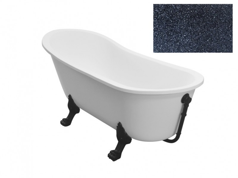 BESCO Olaya Glam wanna wolnostojąca 160x68 grafitowa + nogi czarne WAO-160-GGB