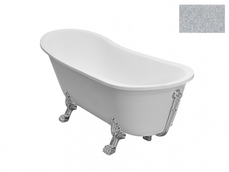 BESCO Olaya Glam wanna wolnostojąca 160x68 srebrna + nogi chrom WAO-160-GSC