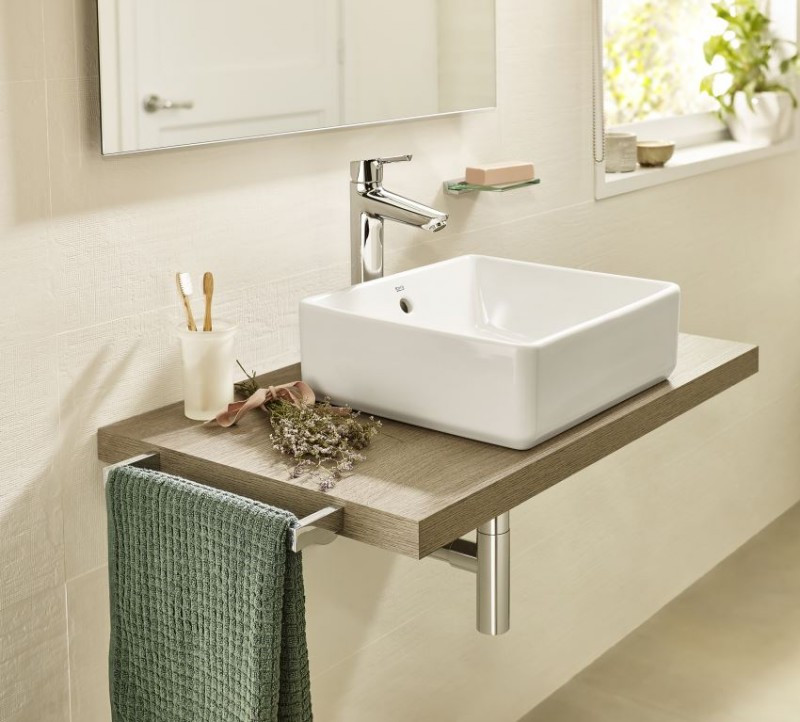 Roca Alter umywalka stawiana na blat prostokątna 39x37 biały Supraglaze A3270MLS00