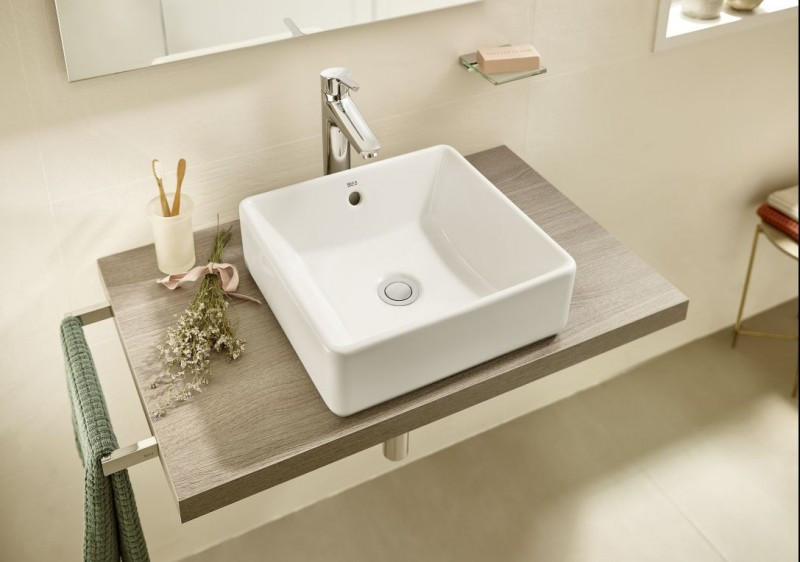 Roca Alter umywalka stawiana na blat prostokątna 39x37 biały Supraglaze A3270MLS00